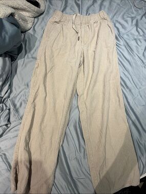 Casual Men's Light Beige Corduroy Drawstring Pants